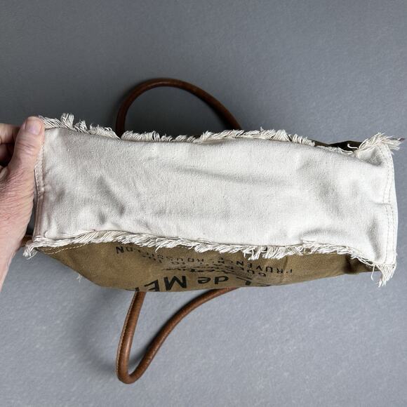 Myra Bags Sel De Mer Upcycled Canvas Leather Handles zip closure carry all - Picture 6 of 10